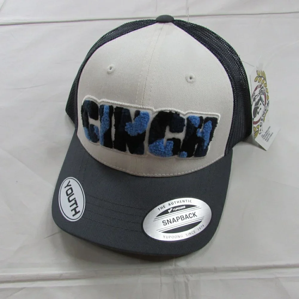 Cinch Youth Camo Logo FLEXFIT Baseball Trucker Cap Hat - Navy/White